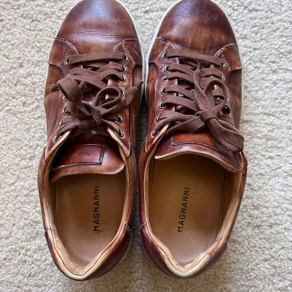 Magnanni Brown Leather Sneakers Size 7 - Picture 7 of 10